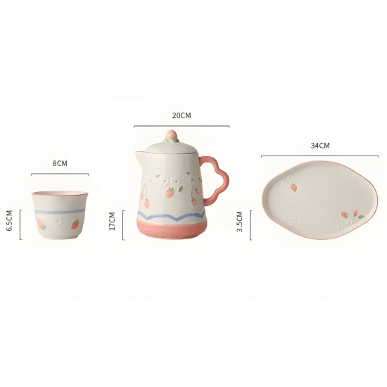Porcelain Teapot & Cup Set 4 Pcs